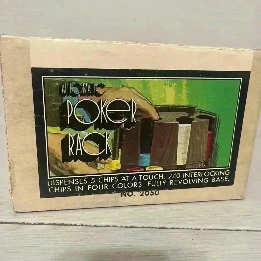 Vintage Pleasantime Pacific Game Revolving Poker Rack Chip in Original Box 2050